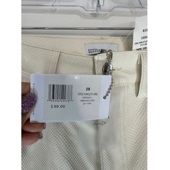 WeWoreWhat Ivory Casual Basic High Waist Croc Ankle Flare Pants Size 28 - Picture 5 of 16